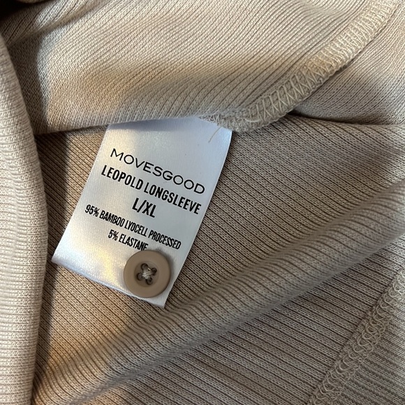 Movesgood Leeopold Ribbed Polo Shirt Bamboo Lyocell Tan NWT Sz L/XL - Picture 10 of 11